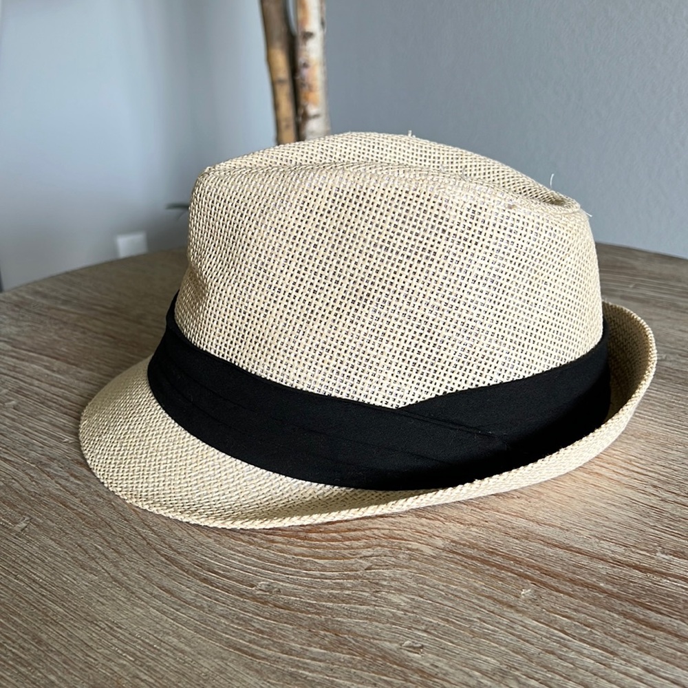 Stylish Cream Fedora Hat with Black Band